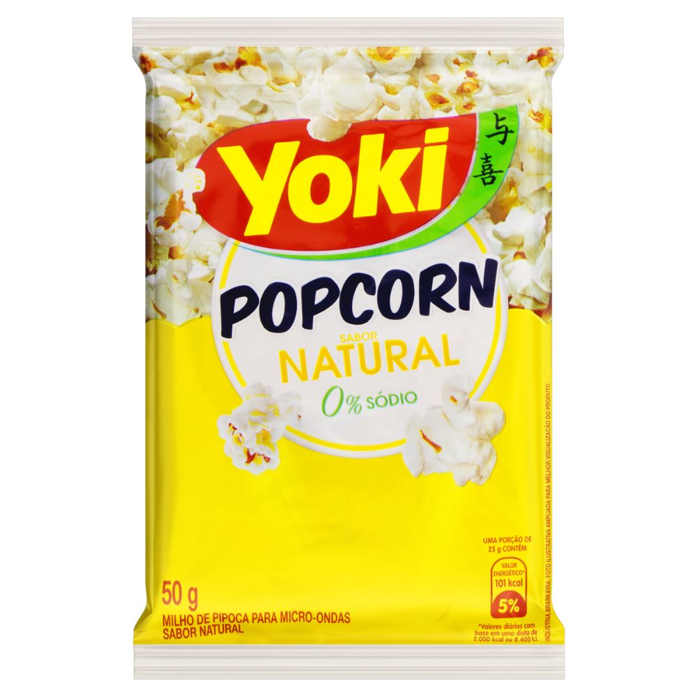 Pipoca para Micro-Ondas Natural Zero Sódio Yoki Pacote 50g