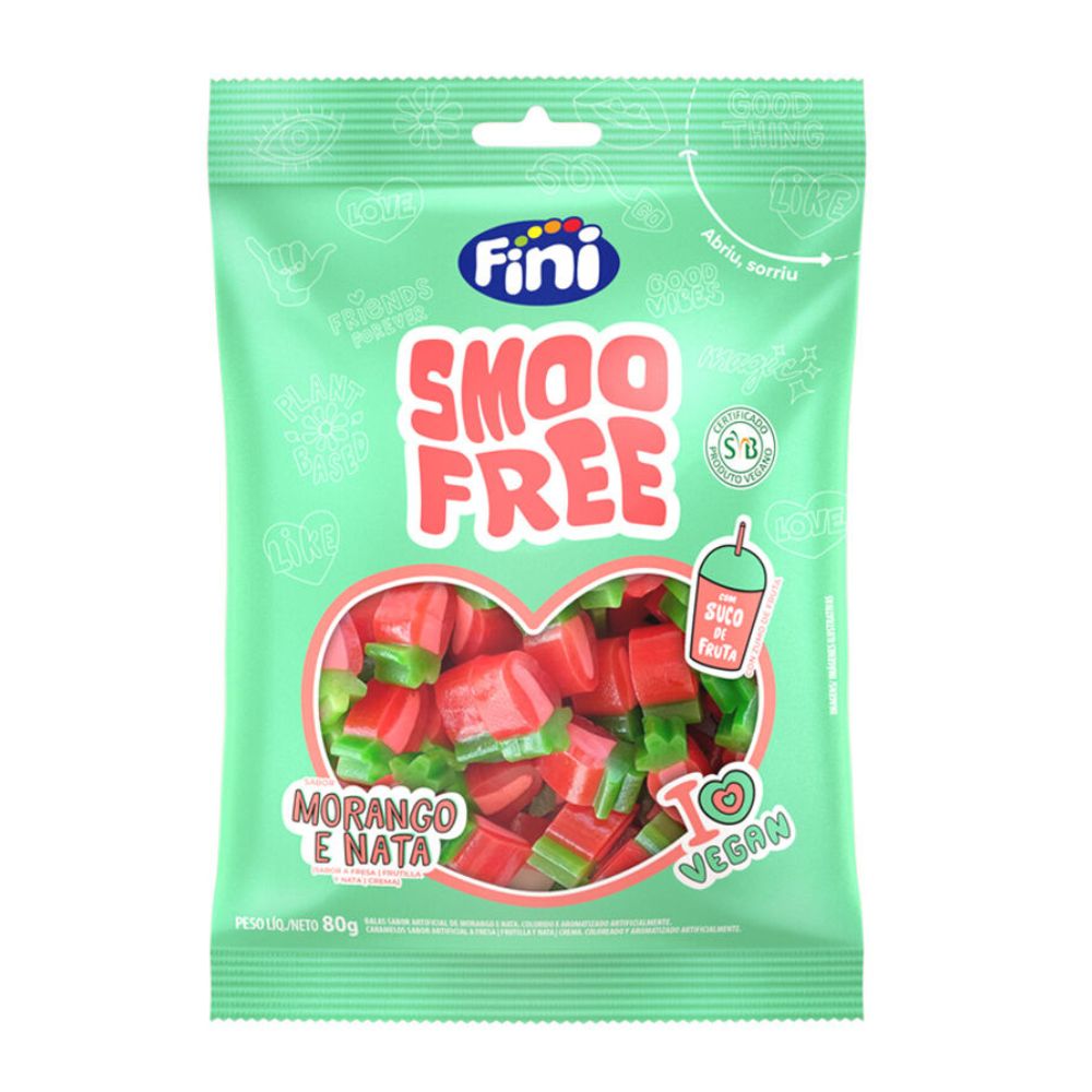 Bala Fini Smoofree Morango Frutti Attack 80g