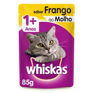 Alimento para Gatos Adultos 1+ Frango ao Molho Whiskas Sachê 85g