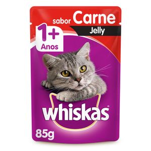 Alimento para Gatos Jelly Adultos 1+ Carne Whiskas Sachê 85g