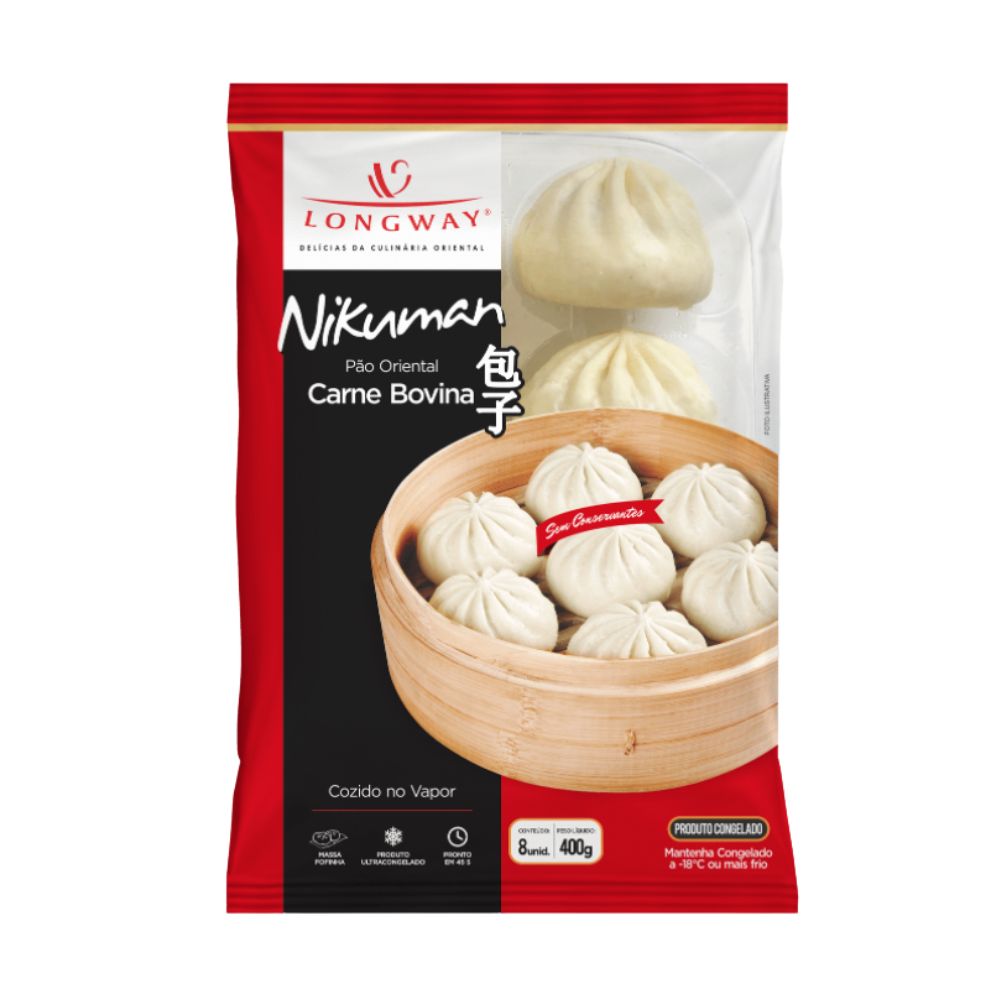 Pão Nikuman de Carne Bovina Long Way 400g