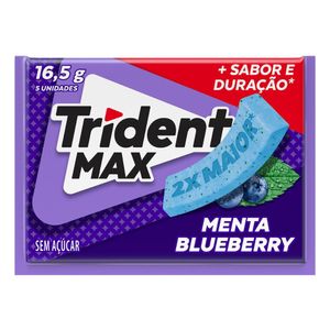 Chiclete Trident Max Menta Blueberry Zero Açúcar 16,5g 5 Unidades
