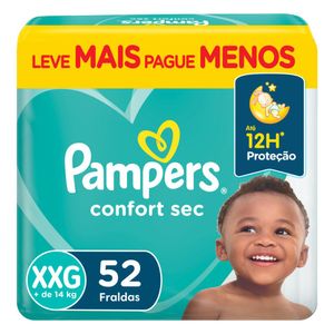 Fralda Descartável Infantil Pampers Confort Sec XXG Pacote 52 Unidades Leve Mais Pague Menos