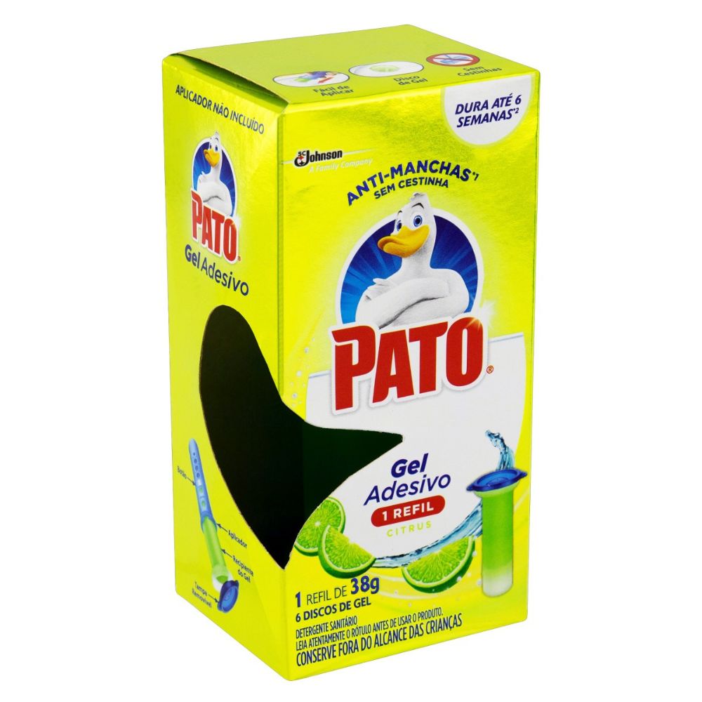 Detergente Sanitário Gel Adesivo Citrus Pato 38g Refil 