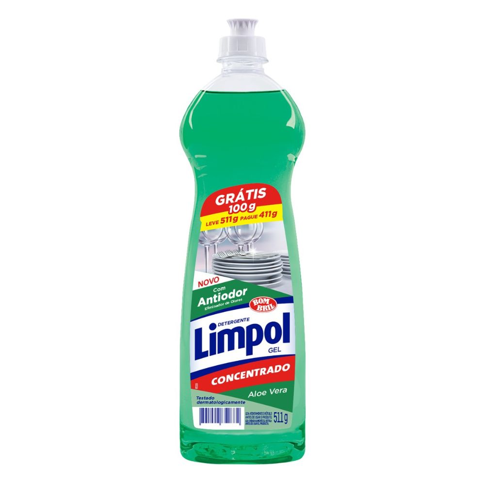 Detergente Gel Concentrado Aloe Vera Limpol Squeeze Leve 511g Pague 411g