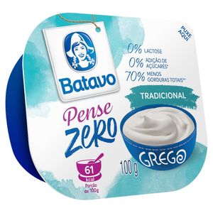 Iogurte Grego Tradicional Zero Lactose Batavo Pense Zero Pote 100g