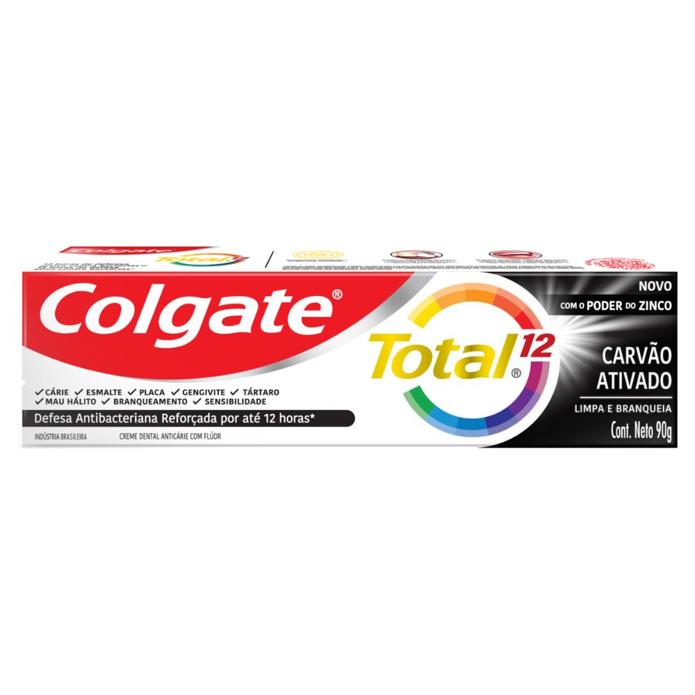 Creme Dental Carvão Ativado Colgate Total 12 Caixa 90g