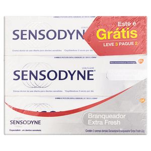 Pack Creme Dental Branqueador Extra Fresh Sensodyne Caixa 50g Cada Leve 3 Pague 2 Unidades