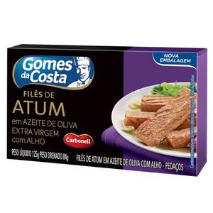 Filé de Atum em Pedaços em Azeite de Oliva com Alho Gomes da Costa Caixa 84g