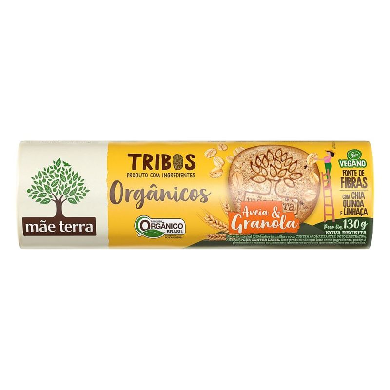 BiscoitoIntegralOrganicoGranolaMelMaeTerraTribosPacote130gFestval7896496917723