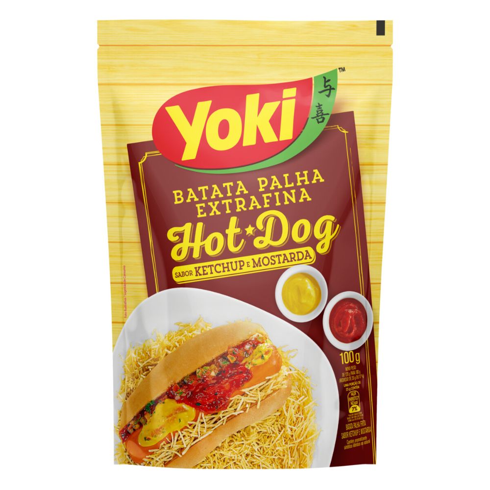 Batata Palha Extrafina Hot-Dog Ketchup e Mostarda Yoki Sachê 100g