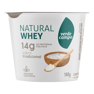 Iogurte Desnatado Tradicional Zero Lactose Verde Campo Natural Whey Pote 140g