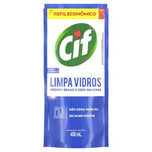 Limpa-Vidro Líquido Cif Sachê 450ml Refil Econômico