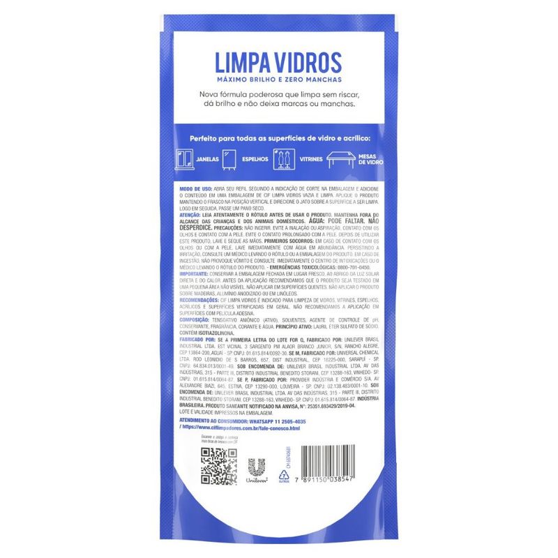 limpavidroliquidocifsache450mlrefileconomicofestval7891150038547