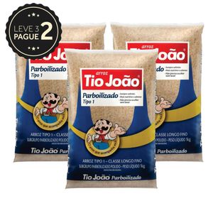 Arroz Tio João Parboilizado 1kg Leve 3 Pague 2 KIT PRONTO