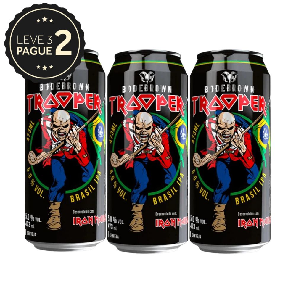 Cerveja Bodebrown Trooper Brasil Ipa Iron Maiden Lata 473ml Leve 3 Pague 2 KIT PRONTO