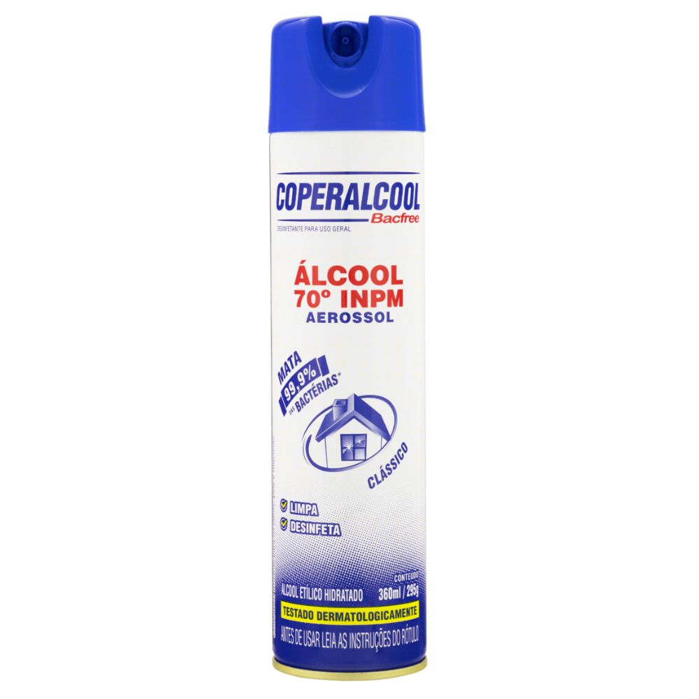 Álcool Aerossol 70º INPM Clássico Coperalcool Bacfree Frasco 360ml