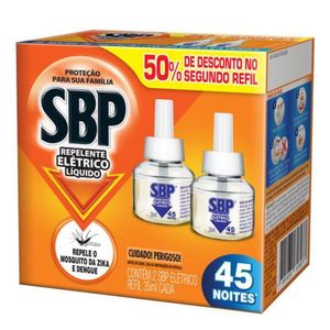 Repelente Elétrico Líquido SBP 45 Noites 50% grátis 2ª Unidade 35ml