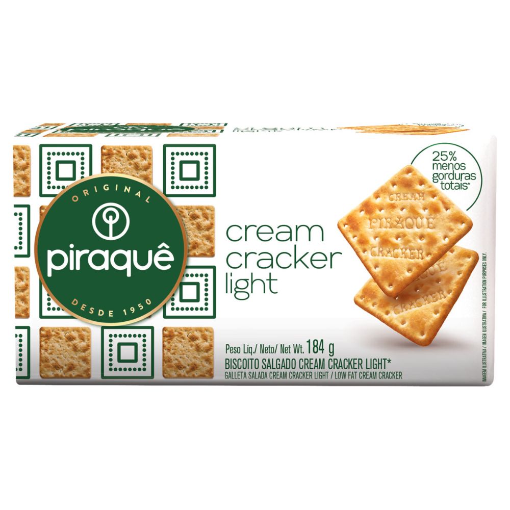 Biscoito Cream Cracker Light Piraquê Pacote 184g