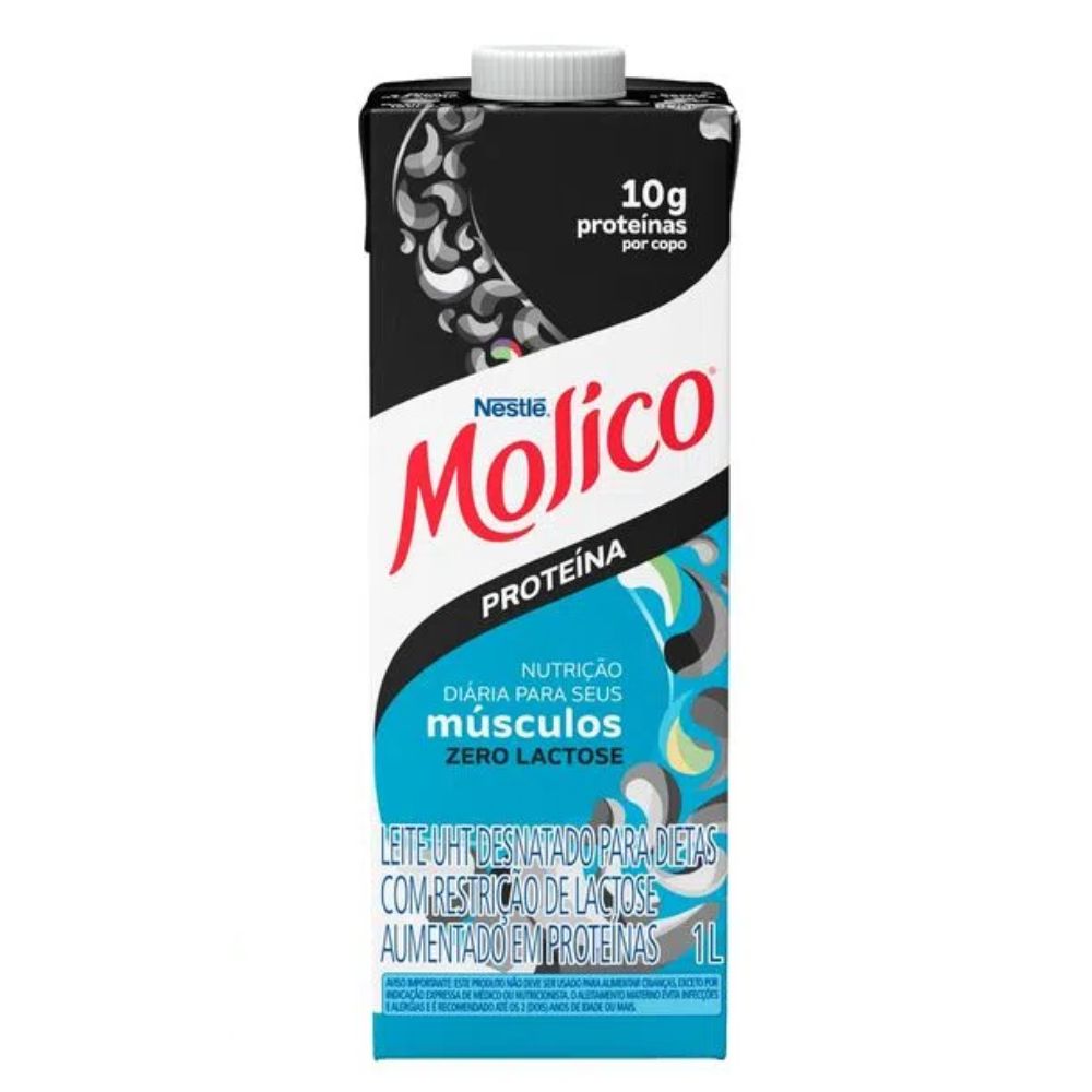Leite UHT Desnatado Zero Lactose Molico Proteína Caixa com Tampa 1L