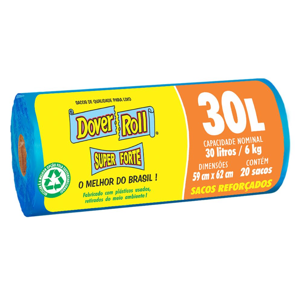 Saco para Lixo 30L Dover Roll Super Forte 20 Unidades