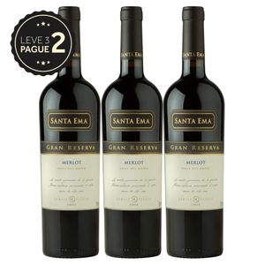 Vinho Chileno Santa Ema Gran Reserva Merlot 750ml Leve 3 Pague 2