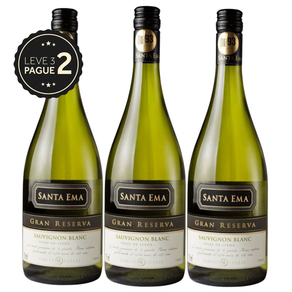 Vinho Chileno Santa Ema Gran Reserva Sauvignon Blanc 750ml Leve 3 Pague 2