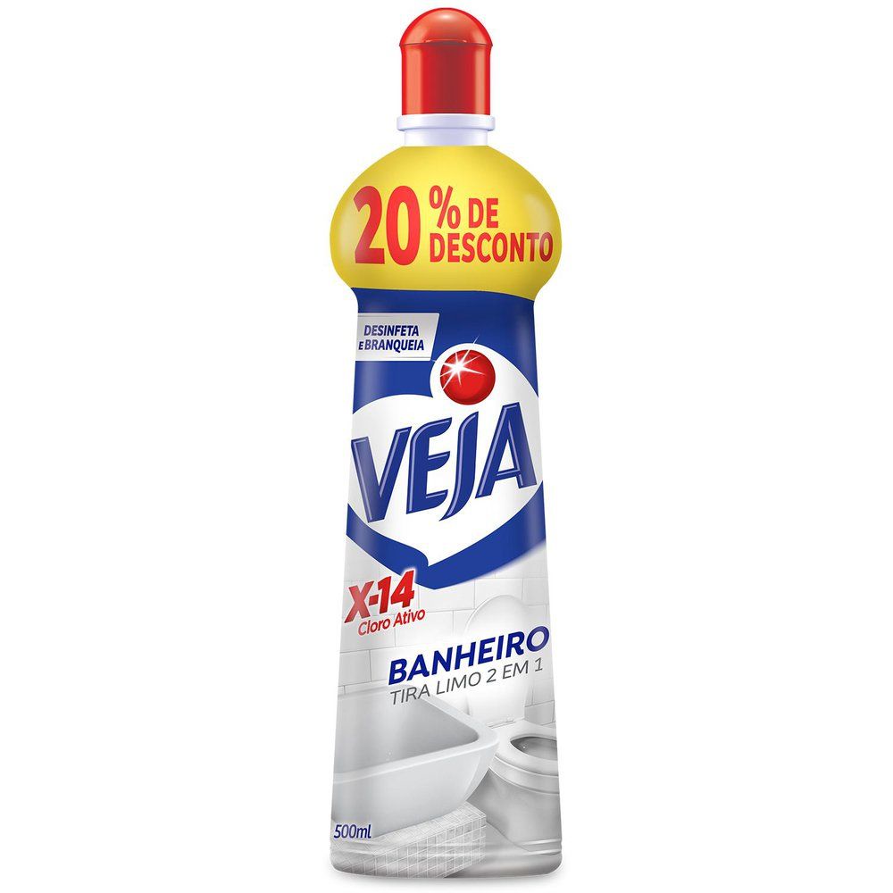 Desinfetante Banheiro Tira-Limo Veja X-14 Squeeze 500ml Grátis 20% de Desconto