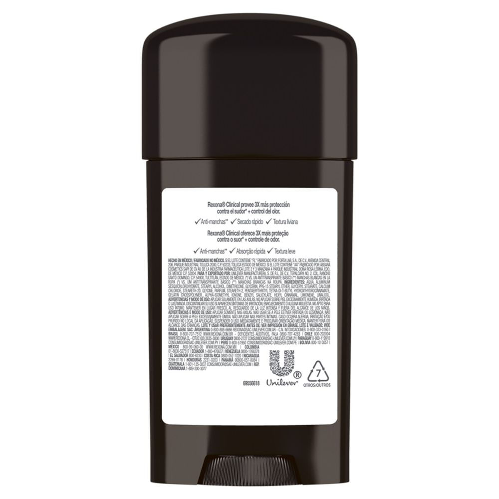 DESODORANTE REXONA CLINICAL MEN CLEAN 150ML - Desodorante Antitranspirante aerosol  Rexona Clinical Men clean 150ml - UNILEVER