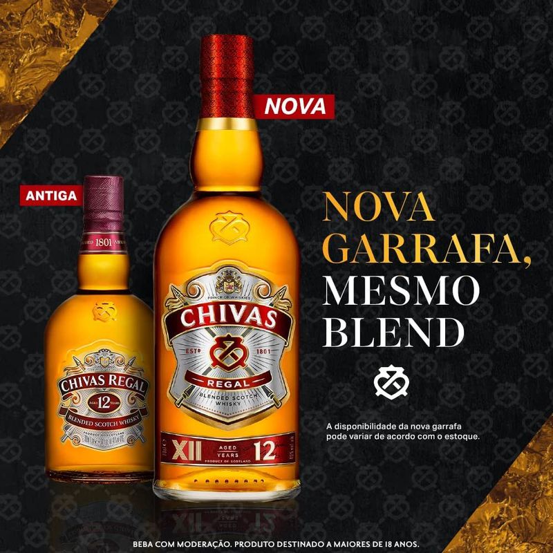 Whisky Chivas Regal 12 Anos Escocês Blended 1L - Festval