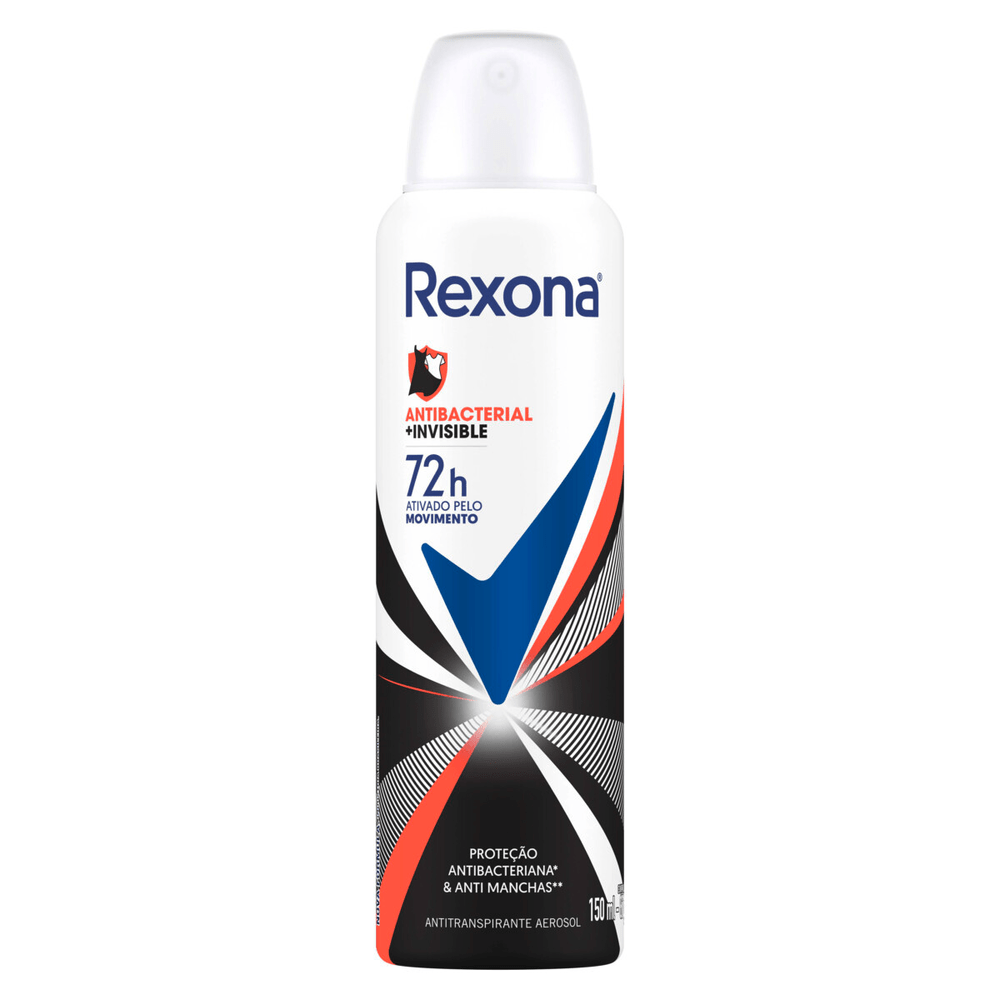 Antitranspirante Aerossol Antibacterial e Invisible Rexona 150ml Spray
