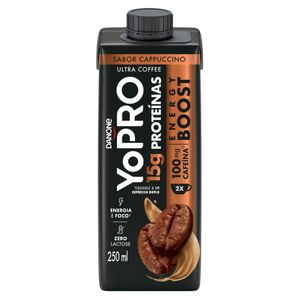 Bebida Láctea Cappuccino Zero Lactose Yopro Energy Boost Caixa 250ml