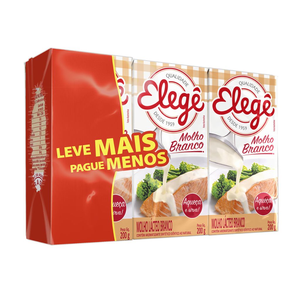 Pack Molho Branco Elegê Caixa 3 Unidades 200g Cada Leve Mais Pague Menos