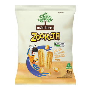 Salgadinho de Milho e Arroz Integral Orgânico Mãe Terra Zooreta Pacote 45g