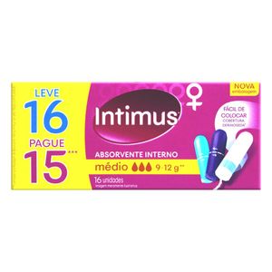 Absorvente Interno Intimus Médio Caixa Leve 16 Pague 15 Unidades