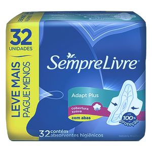 Absorvente com Abas Suave Sempre Livre Adapt Plus Pacote 32 Unidades Leve Mais Pague Menos