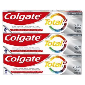 Pack Creme Dental Clean Mint Colgate Total 12 Caixa 3 Unidades 90g Cada