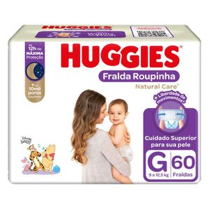 Fralda Descartável Infantil Roupinha Huggies Natural Care G Pacote 60 Unidades