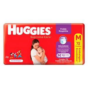 Fralda Descartável Infantil Roupinha Huggies Supreme Care M Pacote 72 Unidades Embalagem Econômica