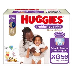 Fralda Descartável Infantil Roupinha Huggies Natural Care XG Pacote 56 Unidades