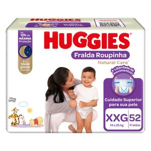 Fralda Descartável Infantil Roupinha Huggies Natural Care XXG Pacote 52 Unidades