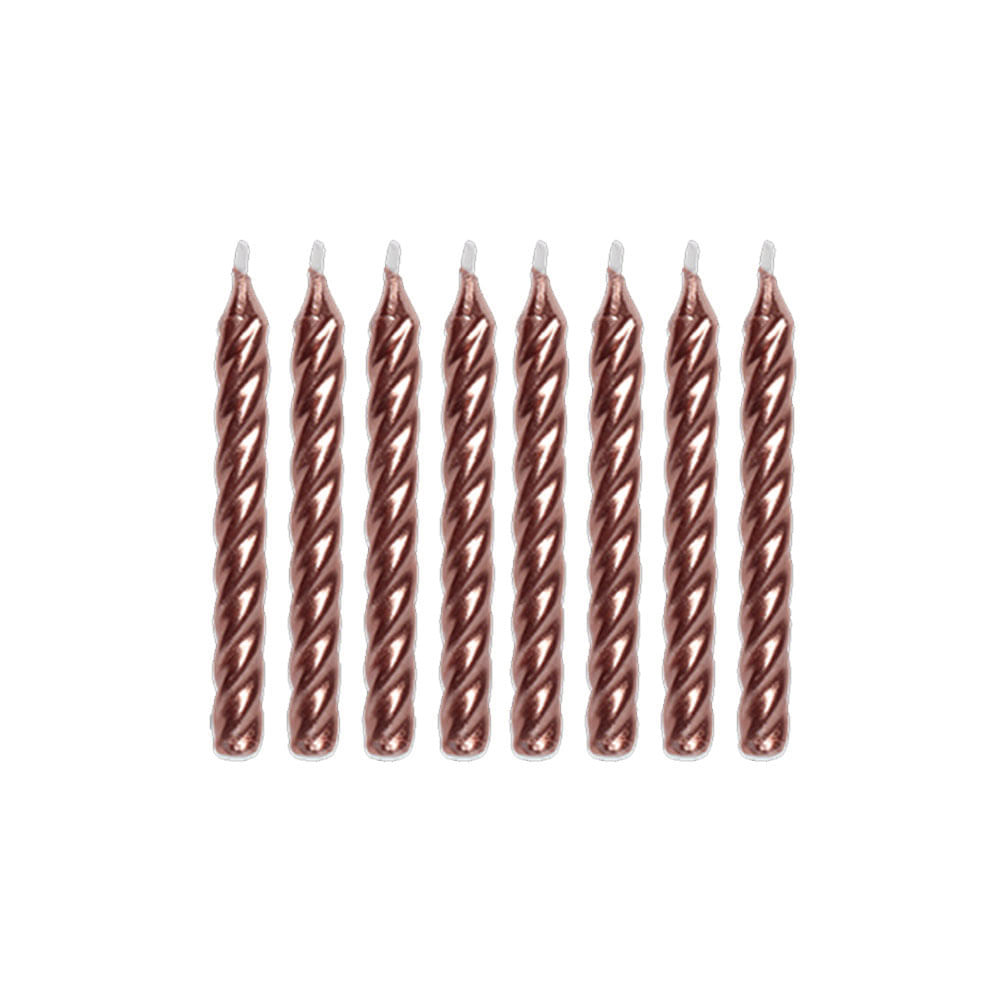 Vela Espiral Rosé Silver Festas 8 Unidades