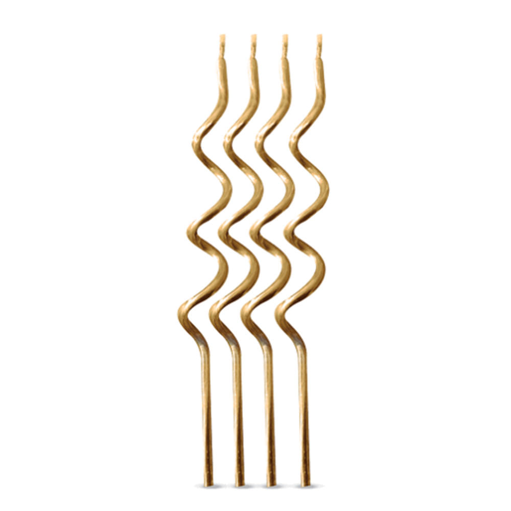 Vela Espiral Dourada Silver Plastic 4 Unidade