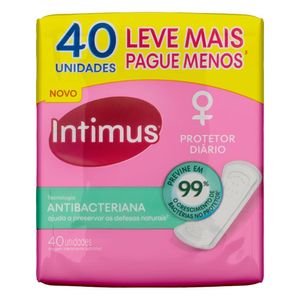 Protetor Diário sem Abas Antibacteriano Intimus Pacote 40 Unidades Leve Mais Pague Menos