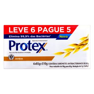 Pack Sabonete Barra Antibacteriano Aveia Protex Envoltório 510g Leve 6 Pague 5 Unidades