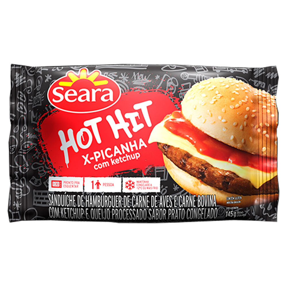 Sanduiche Hot Hit Seara Picanha Com Ketchup 145