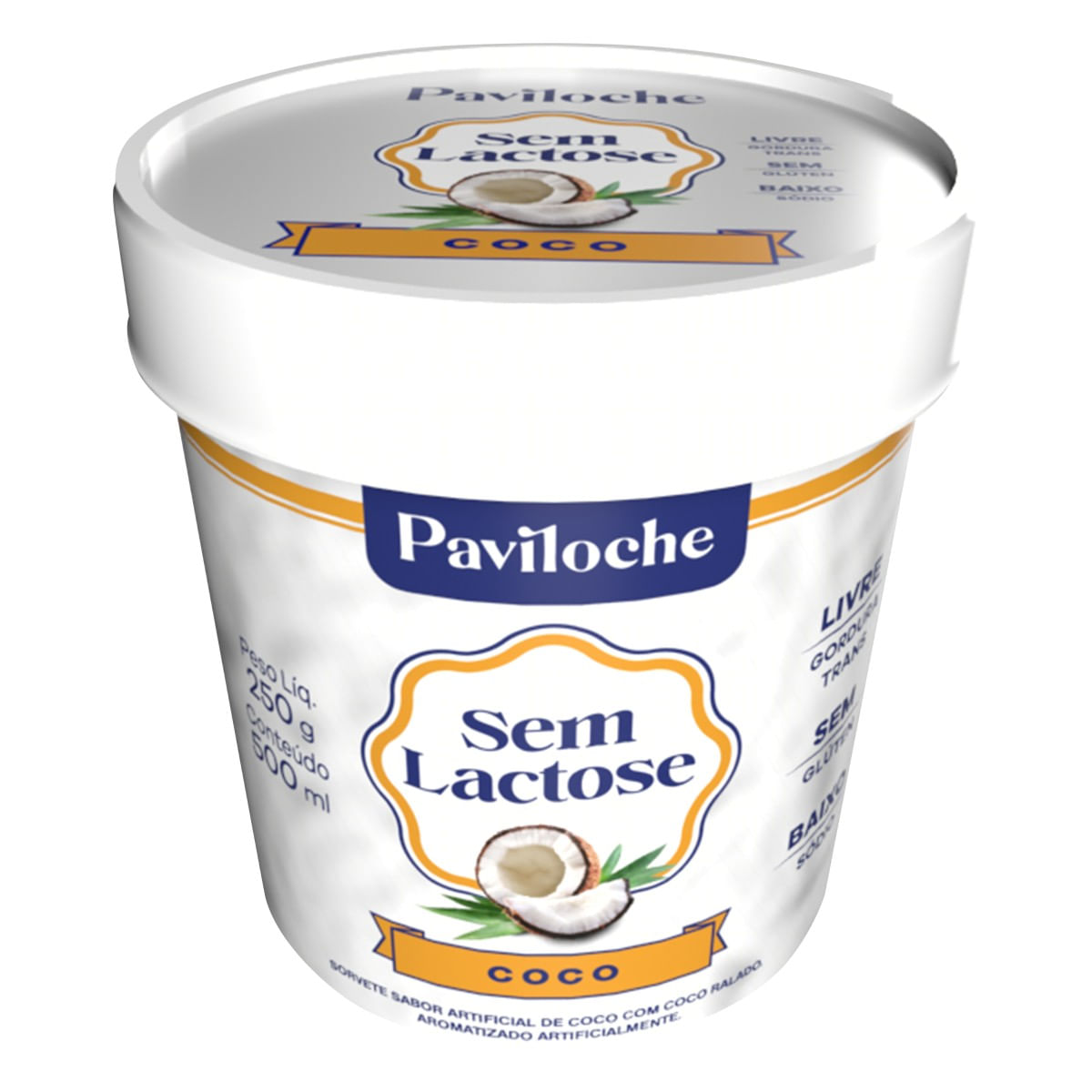 Sorvete Paviloche Coco Sem Lactose 500ml