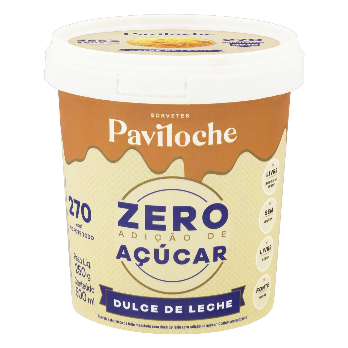 Sorvete Paviloche Doce Leite Zero 500ml