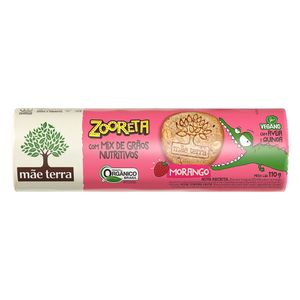 Biscoito com Mix de Grãos Vegano Integral Orgânico Morango Mãe Terra Zooreta Pacote 110g