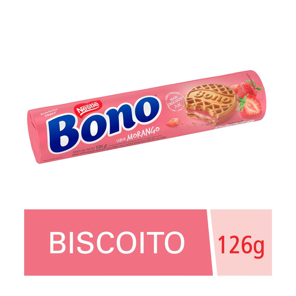 Biscoito Recheado  Morango Bono 126g